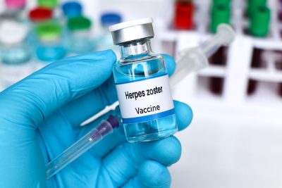 Herpes zoster vaccine vial Getty Images 1498288093