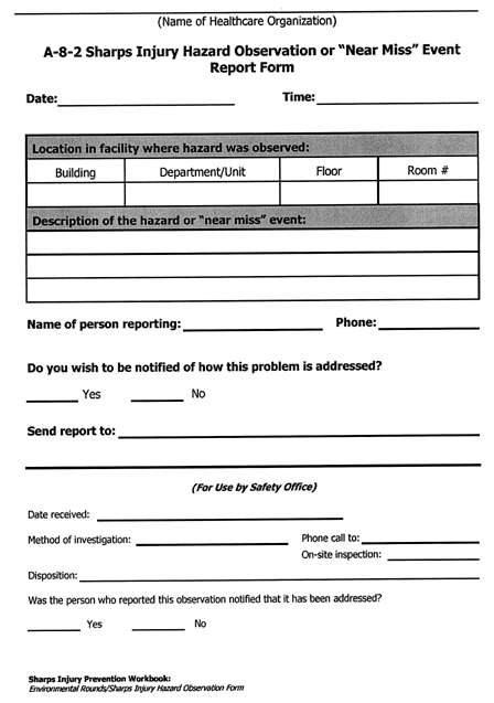 Cdc Sharp Injuries Sharps Injury Form